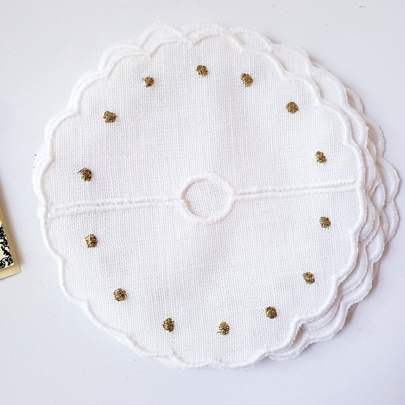 Vintage Boutross Irish Linen Hand Embroidery Cocktail Coasters - Picture 3 of 10